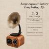 Mini Portable Wireless Audio Wood Speaker Retro Large Volume Gramophone -7580-01