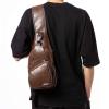Casual Vintage Sling Bag Shoulder Messenger Crossbody Pack with USB Charge Port and Earphone Hole Coffee-1470-01