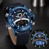 Naviforce Glazier Men Leather Watch Blue, NF9181-8515-01