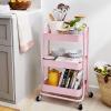 Easy Storage 3 Tier Rolling Trolley Pink GM539-10-p-8157-01