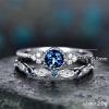 SIGNATURE COLLECTIONS SGR008 Romantic Confession Sapphire Blue Dual Rings-4857-01