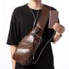 Casual Vintage Sling Bag Shoulder Messenger Crossbody Pack with USB Charge Port and Earphone Hole Coffee-1467-01