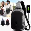 Multifunctional Waterproof Chest Bag USB Charging Interface Sports Outdoor Blue-1452-01