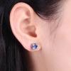 Silver Plated Round AAA Zircon Stud Earring For Women-4381-01