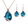 Crystal Earrings Necklaces Sets for Women Geometric Design Wedding Jewelry, Assorted Color-4415-01