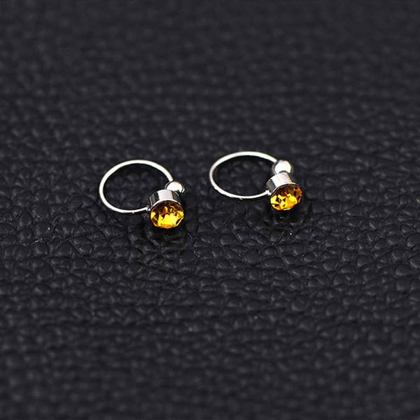 Clip On Earrings For Women 4mm Crystal Ear Cuff Jewelry Fake Piercing Zinc Alloy Ear Clips, Assorted Color-4421
