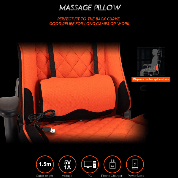 Meetion MT-CHR25 Gaming Chair Black+Orange-9929