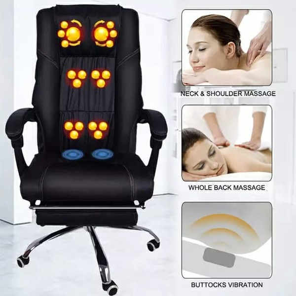 High Quality Full Back Massaging Executive Officer Chair With Recliner Controller Leg Support-6176