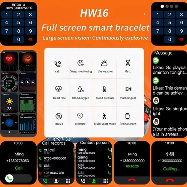 HW16 Series 6 Pro Smart Watch (2021 New Arrival), Black-4358