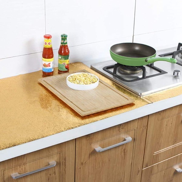 3 M Self Adhesive Kitchen Use Waterproof And Oil Proof Aluminium Foil Wrapping Paper Gold-6532