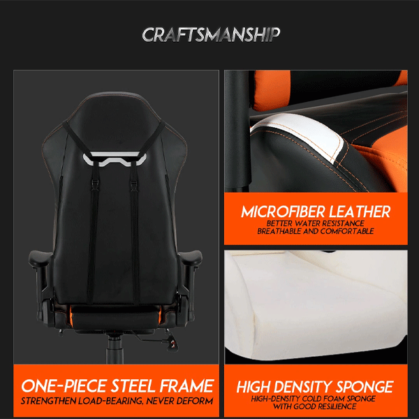 Meetion MT-CHR22 Gaming Chair Black+Orange-9907