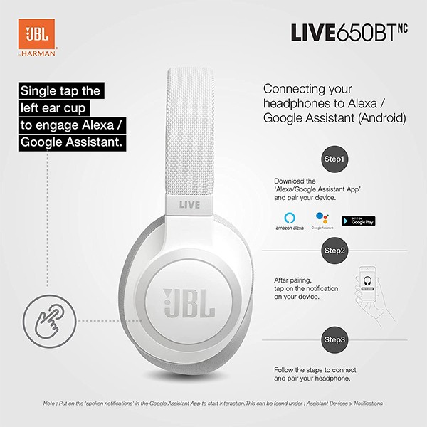 JBL Live Headphone 650 BT NC White-10042