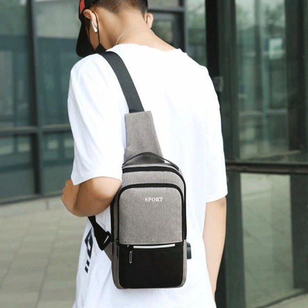Casual Ultra Light Mini Chest Shoulder Bag Gray-1436