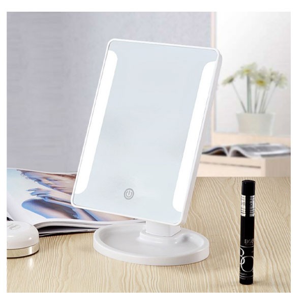 Touch Screen Make Up LED Mirror 360 Degree Rotation, Black-4773