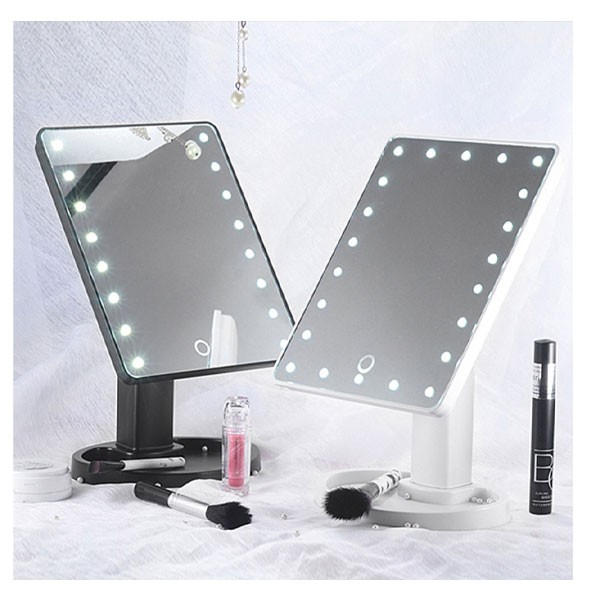Touch Screen Make Up LED Mirror 360 Degree Rotation, Black-4772