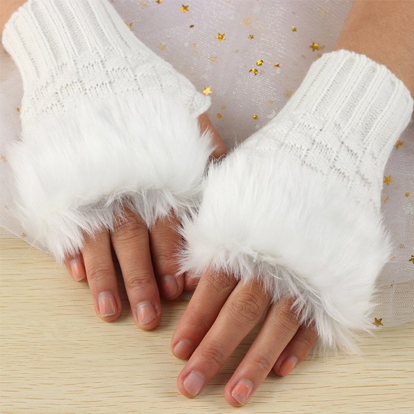 Fashion Wool Knitted Fingerless Gloves-7074