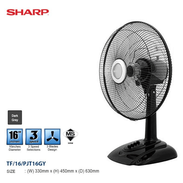 Sharp Table Fan 16 Inch PJ-T169GY-11054