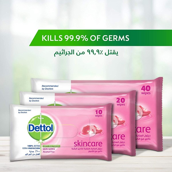 Dettol Anti Bacterial Skin Wipes Skin Care, 10 Counts-1641