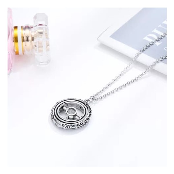 SIGNATURE COLLECTIONS Romantic Confession astronomical rotating spherical I love you in 100 languages projection necklace Silver-5047