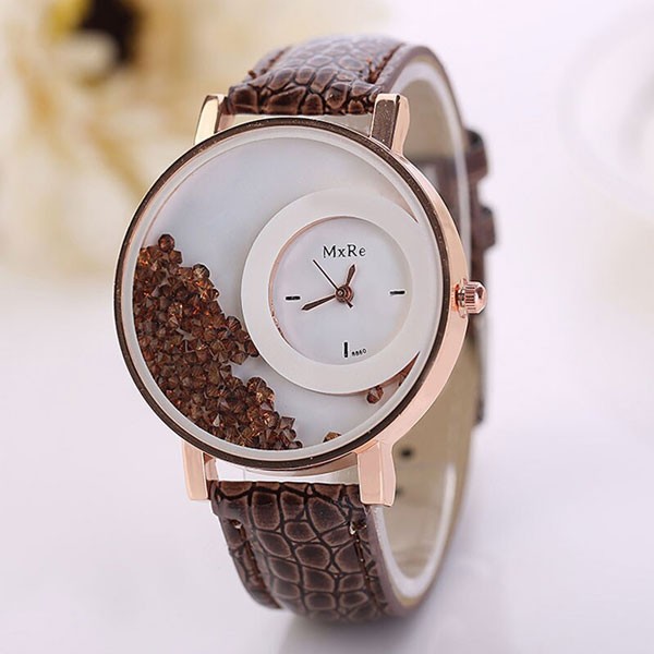 CLAUDIA Quartz Watch With Leather Strap for Women, Assorted Color-4454