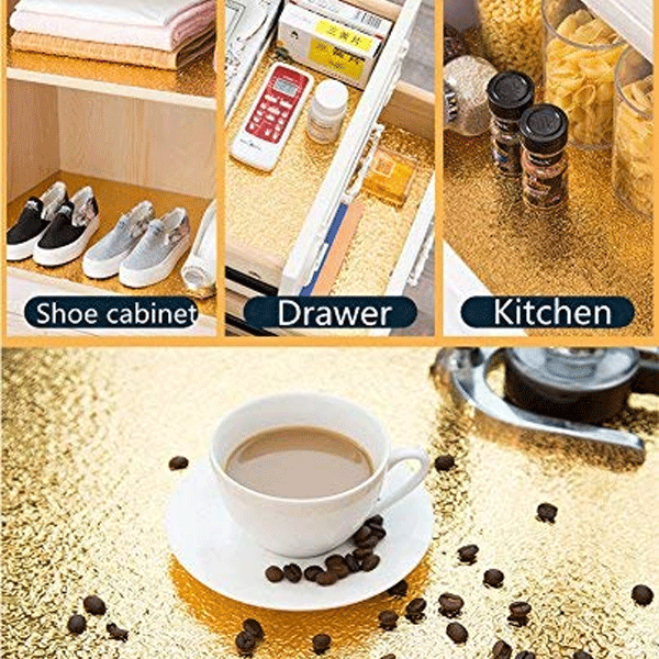 3 M Self Adhesive Kitchen Use Waterproof And Oil Proof Aluminium Foil Wrapping Paper Gold-9448