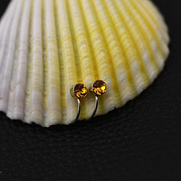 Clip On Earrings For Women 4mm Crystal Ear Cuff Jewelry Fake Piercing Zinc Alloy Ear Clips, Assorted Color-4423