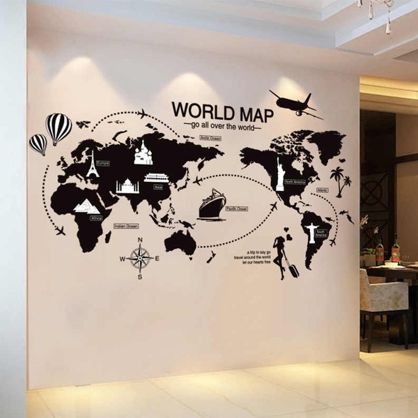 Travel the World Map Vinyl Wall Stickers-6631