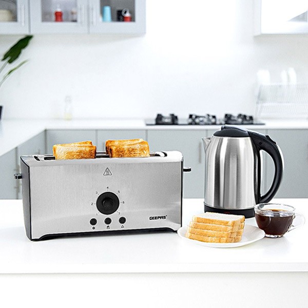 Geepas GBT6153 4 Slice Toaster Stainless Steel Bread Toaster With High Lift Function -353