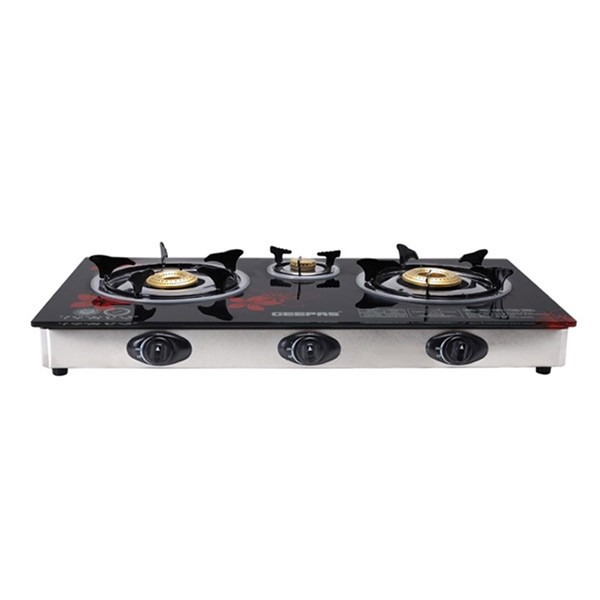 Geepas GK6759 Triple Burner Gas Cooker With Tempered Glass Top-520