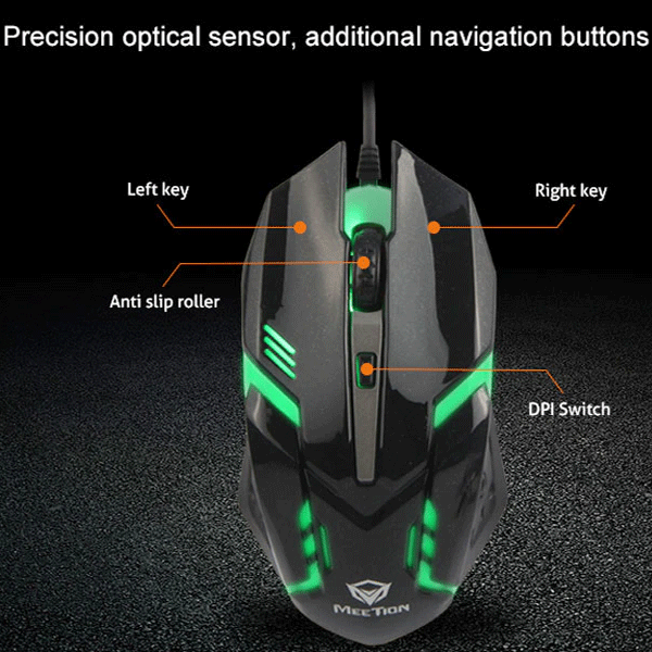 Meetion MT-M371 USB Wired Mouse 4 Buttons Rainbow Backlit-9248
