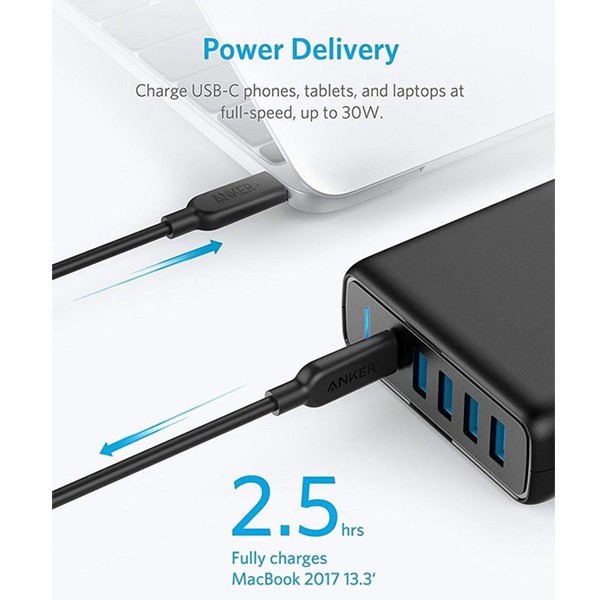 Anker A2056K11 PowerPort I PD with 1PD and 4 PIQ Black-1056