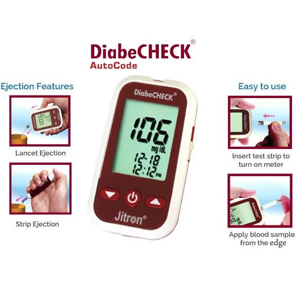 Jitron DiabeCHECK Blood Glucose Monitoring System 5 strips-976