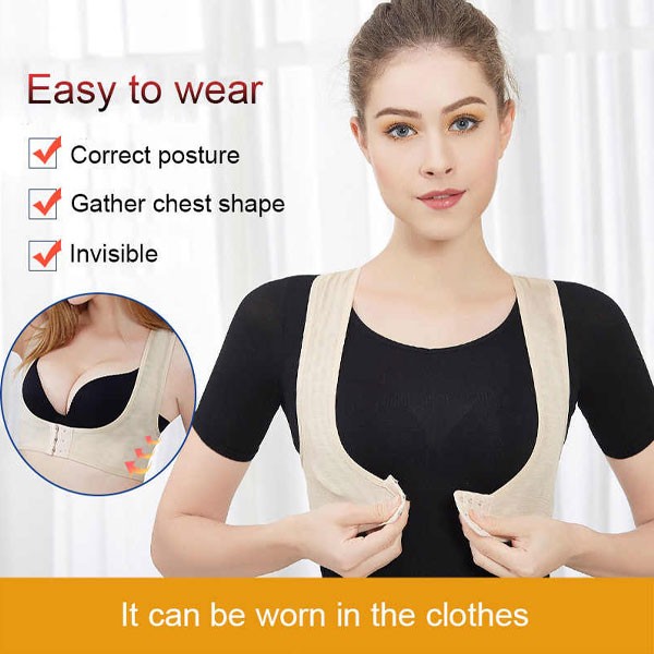 Hot Selling Magnetic Therapy Adjustable Posture Corrector and Chest Shaper, Beige -4672