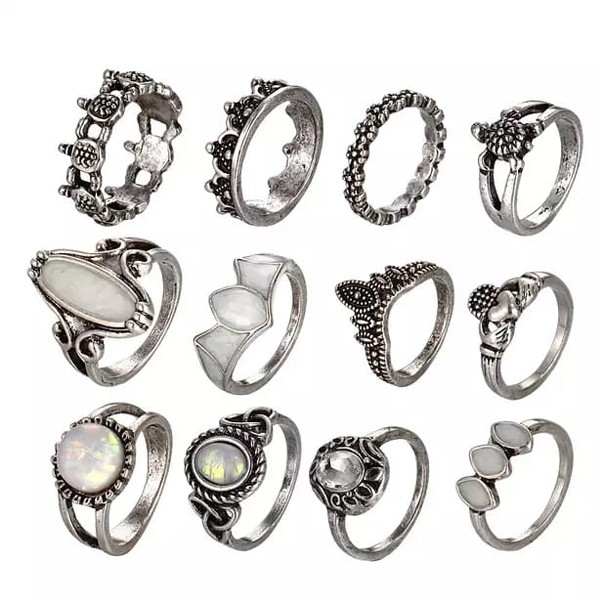 SIGNATURE COLLECTIONS 14 In 1 Bohemian Style Multi Layered Necklace Pearl Rings and Watch-5901