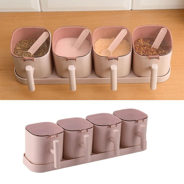 Nordic Design Square Seasoning Boxes With Lid 4 pcs-9694