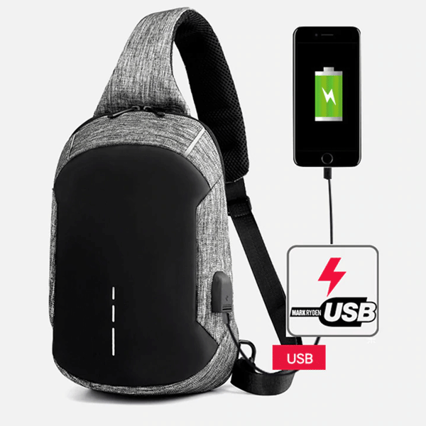 Multifunctional Waterproof Chest Bag USB Charging Interface Sports Outdoor Gray-1456