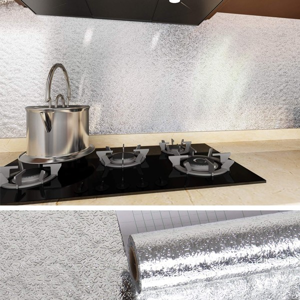 3 M Self Adhesive Kitchen Use Waterproof And Oil Proof Aluminium Foil Wrapping Paper Silver-6777