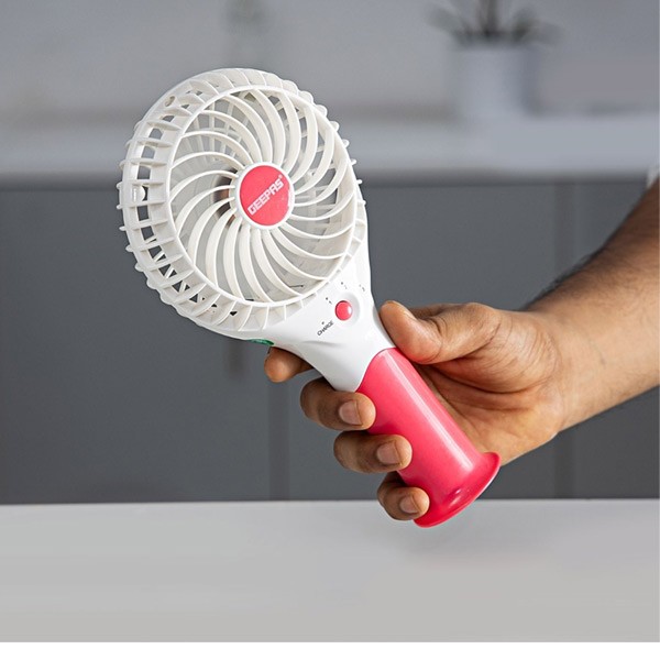 Geepas GF9617 Rechargeable Mini Fan With 3 Speed Options-490