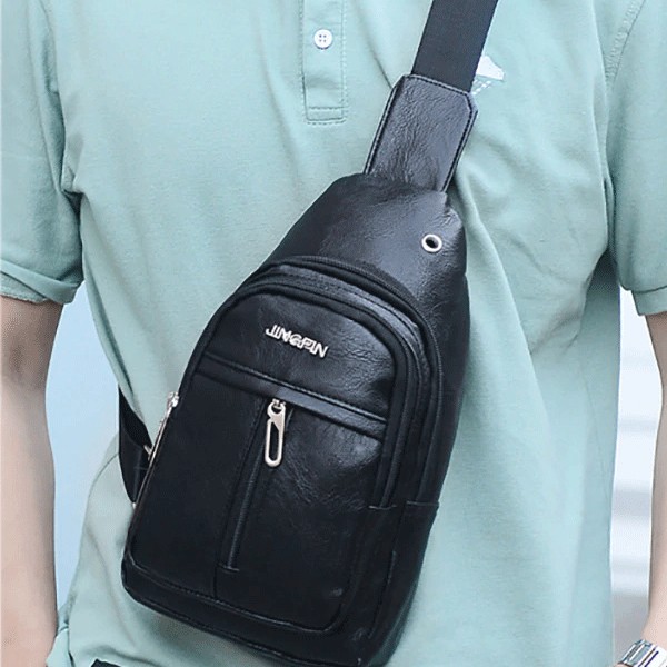 Casual Sports Shoulder Bag For Men Black-1440
