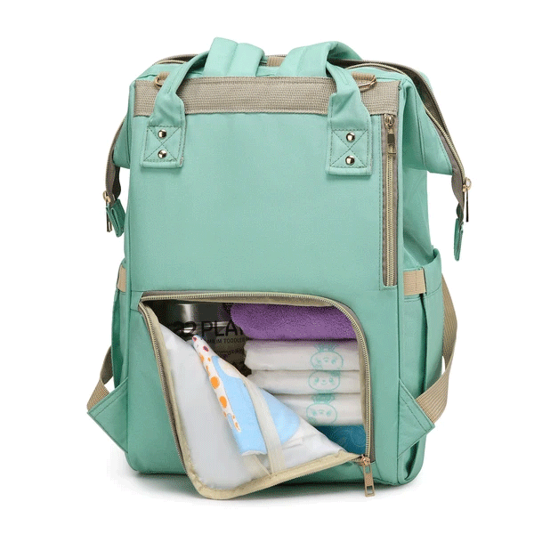 Diaper Bag Backpack and Multifunction Travel Backpack, Water Resistance and Large Capacity, Light Green-2278