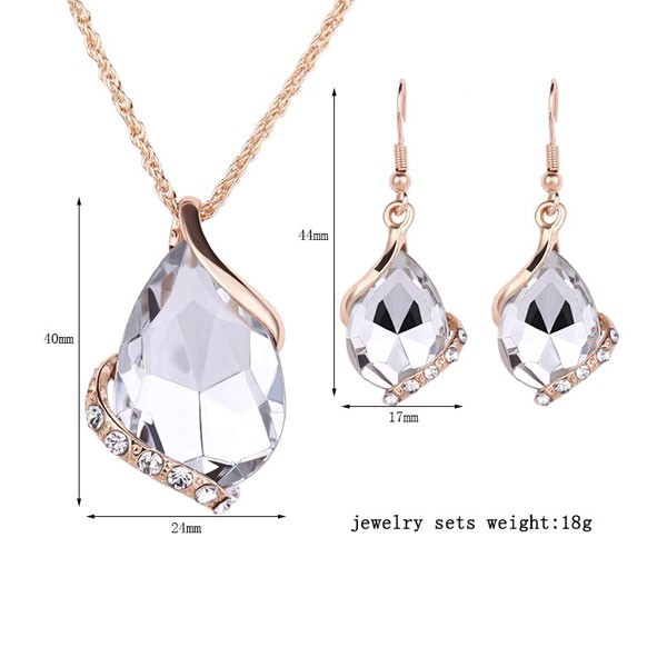 Crystal Earrings Necklaces Sets for Women Geometric Design Wedding Jewelry, Assorted Color-4413