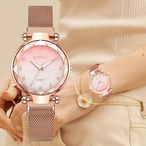 SIGNATURE COLLECTIONS Rose Gold Magnetic Strap Watch-5890
