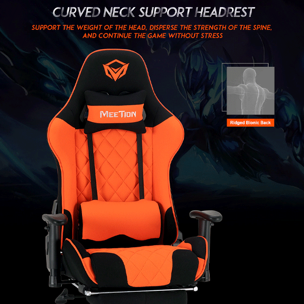 Meetion MT-CHR25 Gaming Chair Black+Orange-9927