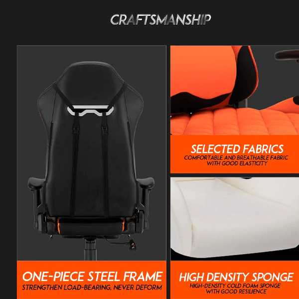 Meetion MT-CHR25 Gaming Chair Black+Orange-9932