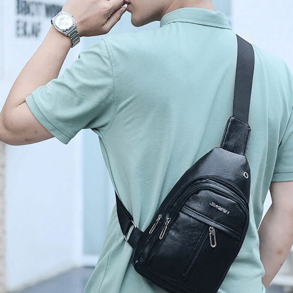 Casual Sports Shoulder Bag For Men Black-1442