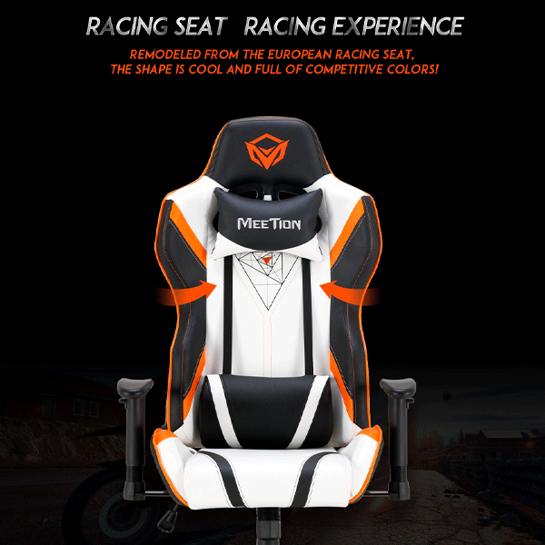 Meetion MT-CHR15 Gaming Chair Black+Orange-9871