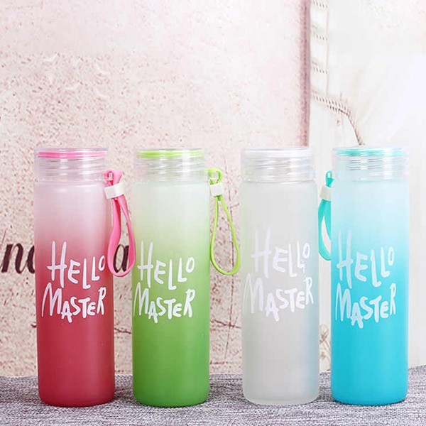 Frosted Colorful Glass Water Cup 400ml-7596