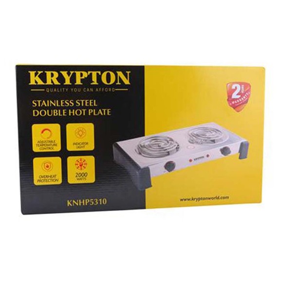 Krypton KNHP5310 Stainless Steel Double Burner Hot Plate, Silver-3436