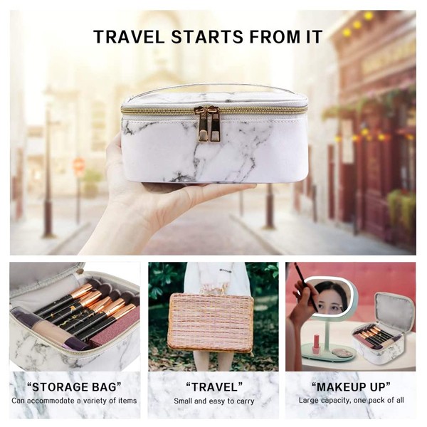 Marble design waterproof PU leather hand bag for ladies 3 pcs white-4970