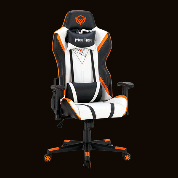 Meetion MT-CHR15 Gaming Chair Black+White+Orange-9879